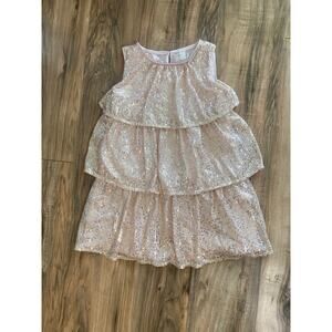 Cat and Jack rose gold champagne sequin tiered kids girls dress SZ 6